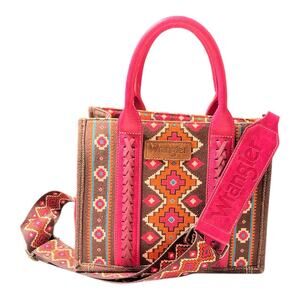 Wrangler Crossbody Tote Purse Pink Canvas Aztec Southwestern Cowgirl